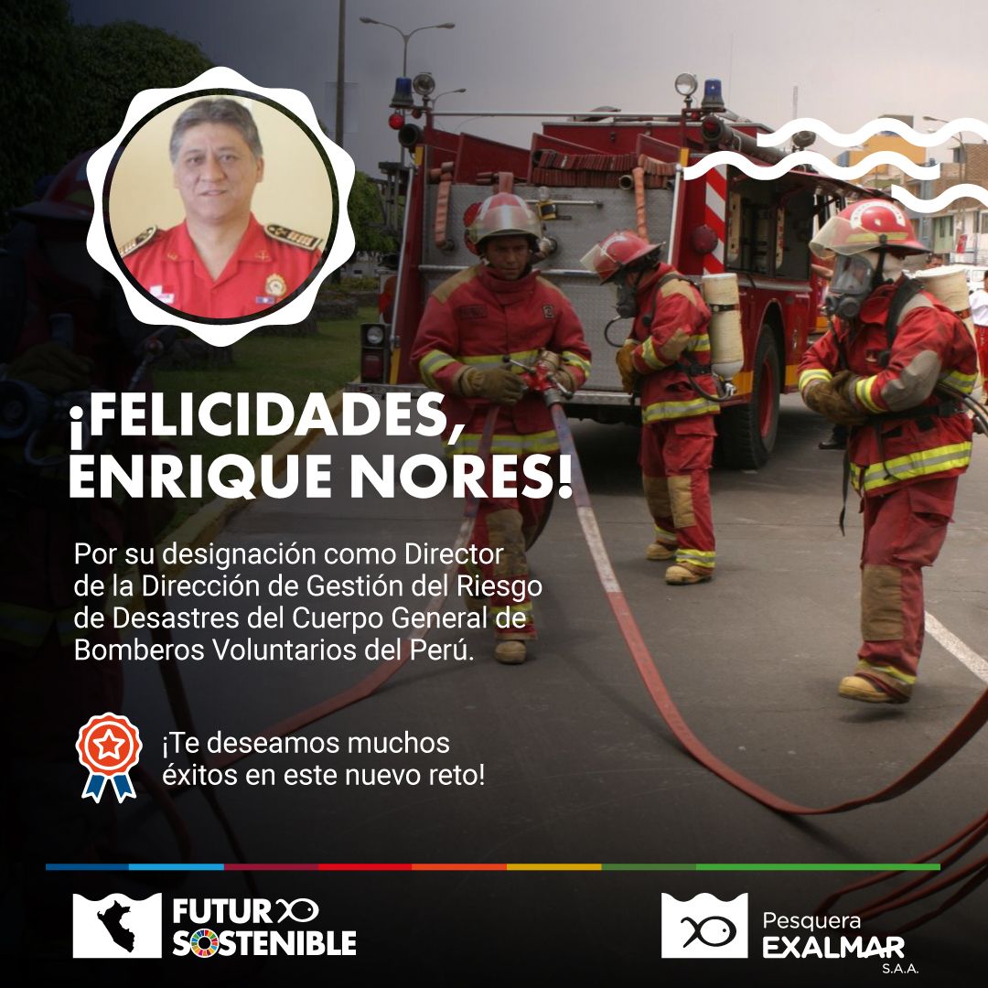 Felicitamos a Enrique Nores, nuestro Jefe de Seguridad y Salud Ocupacional y Patrimonial, por su más reciente designación en el Cuerpo General de Bomberos Voluntarios del Perú.