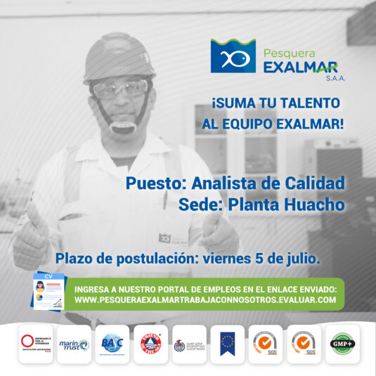 ¡Esta es tu oportunidad para unirte al equipo de Exalmar!