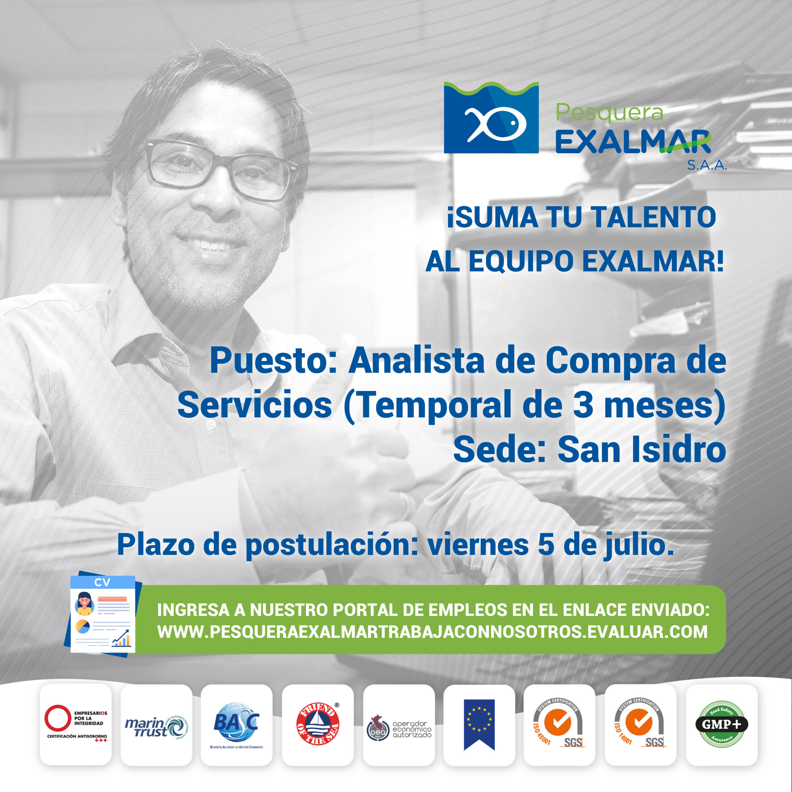 ¡Esta es tu oportunidad para unirte al equipo de Exalmar!