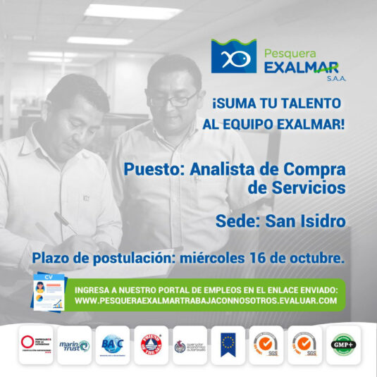 ¡Esta es tu oportunidad para unirte al equipo de Exalmar!