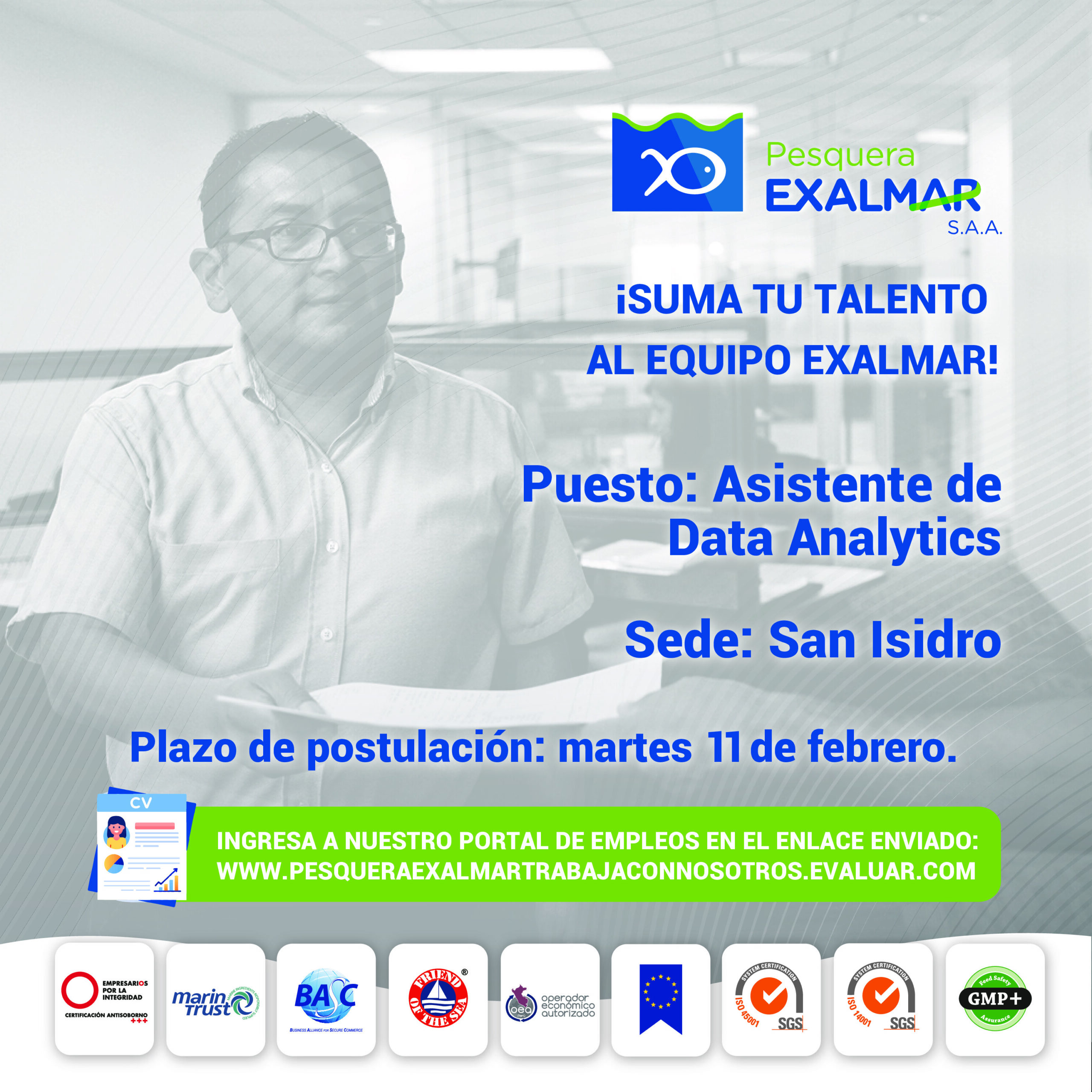 ¡Esta es tu oportunidad para unirte al equipo de Exalmar!