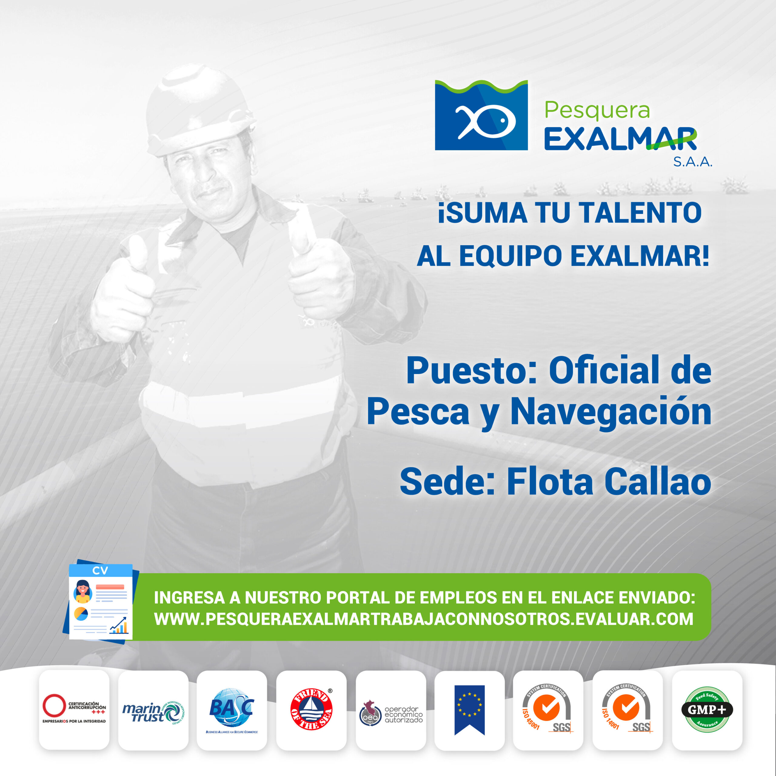 Esta es tu oportunidad para unirte al equipo de Exalmar!