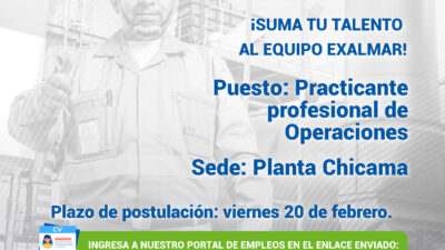 Esta es tu oportunidad para unirte al equipo de Exalmar!