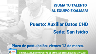 Esta es tu oportunidad para unirte al equipo de Exalmar!