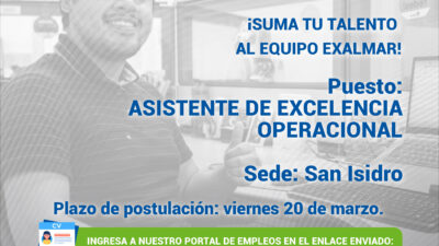 Esta es tu oportunidad para unirte al equipo de Exalmar!