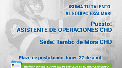 Esta es tu oportunidad para unirte al equipo de Exalmar!