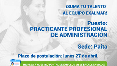 Esta es tu oportunidad para unirte al equipo de Exalmar!