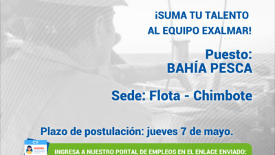 Esta es tu oportunidad para unirte al equipo de Exalmar!