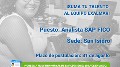 Esta es tu oportunidad para unirte al equipo de Exalmar!