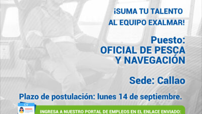 Esta es tu oportunidad para unirte al equipo de Exalmar!