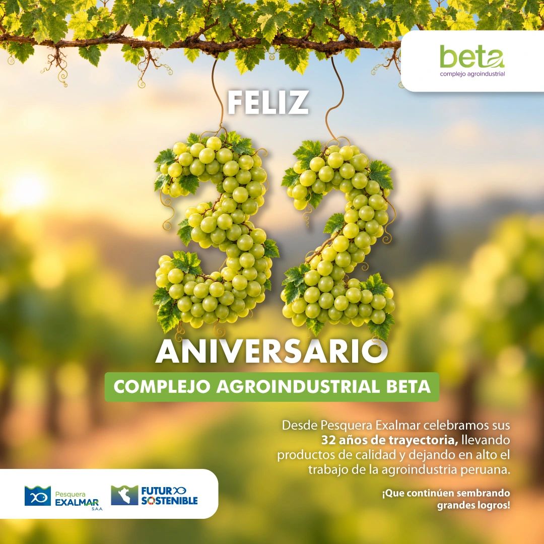 Hoy celebramos los 32 años del Complejo Agroindustrial Beta, una historia construida con compromiso, esfuerzo y calidad que sigue llevando lo mejor del Perú más allá de nuestras fronteras.