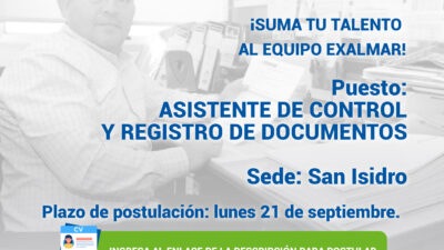 Esta es tu oportunidad para unirte al equipo de Exalmar!