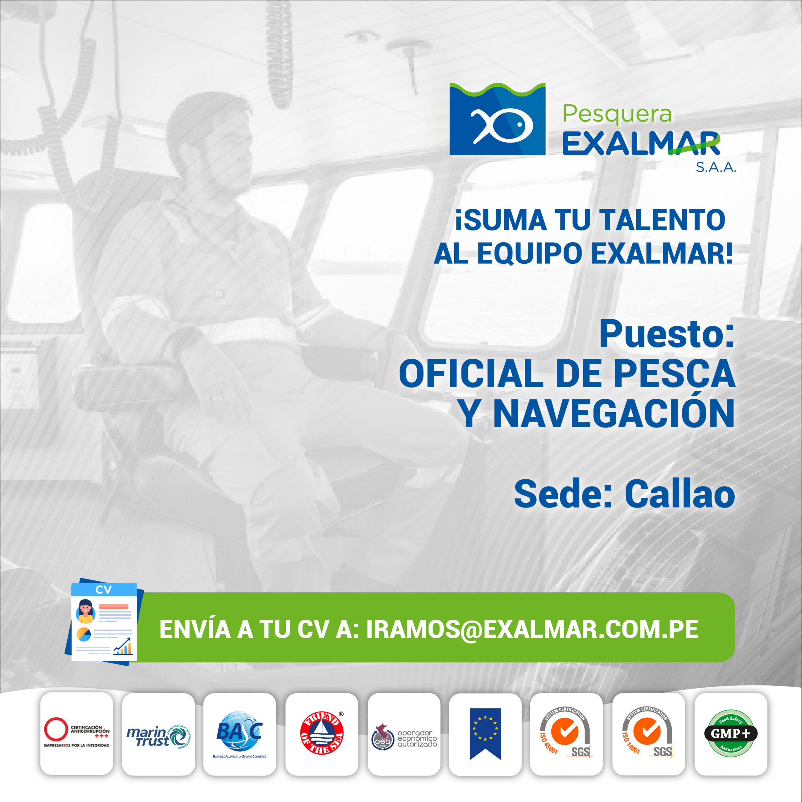 ¡Esta es tu oportunidad para unirte al equipo de Exalmar!